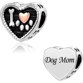 Sale Dog Paw Silver Heart Mom Graduation Cheap Mother Son New Bead Charm for Bracelet Necklace
