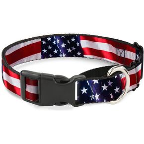Buckle-Down American Flag Vivid Close-Up Martingale Dog Collar, 1.5" Wide-Fits 16-23" Neck-Medium