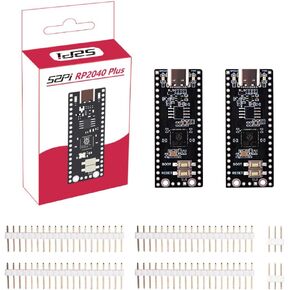 GeeekPi 2PCS RP2040 Plus with Headers, RP2040-Based Microcontroller Board, Dual ARM Cortex-M0+ Processor, Type C Connector, Onboard 4MB/8MB Flash (8MB Flash)