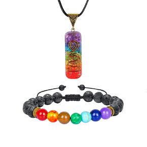 7 Chakra Bracelet And Necklace Set, Crystals Jewelry, Chakra Stones, Orgone Necklace For Protection Spiritual Meditation, Gift Set For Women, Bracelets For Men, Bracelet Charms, Mom Jewelry, Pendants