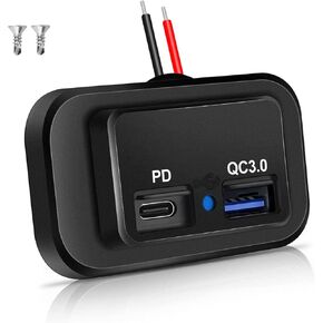 48W 12V/24V RV USB Outlet, Dual PD3.0 Type-C (USB C) & Quick QC3.0 USB-A Port Panel Wall Mount Automotive Car USB Socket Power for RV Marine Boat ATV Motorcycle Truck Golf Cart