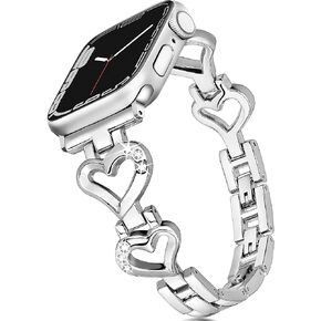 حزام على شكل حلقة متوافق مع 【Starlight】 Apple Watch Band 41mm 40mm 38mm iWatch Series 9 8 7 6 SE 5 4 3 2 1، أساور معدنية رفيعة خفيفة للنساء، مجوهرات فاخرة فاخرة وسوار أنيق