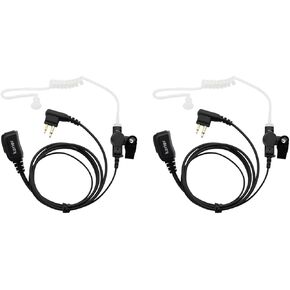 Karier 2 Pin Walkie Talkie Headset Earpiece with PTT Mic and Transparent Acoustic Tube for Motorola CLS1410 CLS1100 CP200 GP3188 Two-Way Radios (2 Pack)