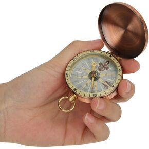 Portable Vintage Retro Metal Copper Flip Cover Pocket Watch Compass, Metal Compass, Vintage Compass, for Camping, Hiking with Lightweight and Portable Design for Survival
