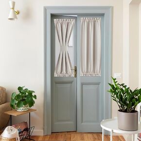 NICETOWN Sheer French Door Curtains Privacy 100% Blackout Door Curtains for Kitchen, 25 X 80 Inch Long Doorway Curtains for Bedroom Living Room, Door Shade for Window Covering, 1 Panel, White