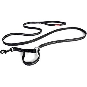 EzyDog Vario 4 Multi-Function Adjustable Dog Leash and Slip Lead - Converts to 6 Foot or 3 Foot - Perfect for Training and Reflective for Nighttime Safety - for Large and Medium Dogs (Black)