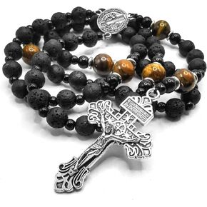 Volcanic rock rosary beads catholic for Men and Women,Catholic baptism gifts for boys,Rosary for first communion boys