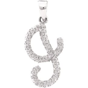 10K White Gold Prong Set Initial Letter J Diamond Pendant Charm (1/6 cttw.)