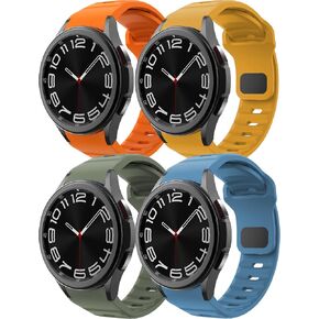 Rugged No Gap Band for Samsung Galaxy Watch 6/5/4 Band 44mm 40mm/Galaxy Watch 6 Classic Bands 47mm 43mm/Watch 4 Classic 46mm 42mm/Watch 5 Pro 45mm,Silicone Sport Strap Bracelet Correa Replacement Wristband for Men