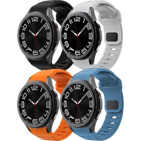 Rugged No Gap Band for Samsung Galaxy Watch 6/5/4 Band 44mm 40mm/Galaxy Watch 6 Classic Bands 47mm 43mm/Watch 4 Classic 46mm 42mm/Watch 5 Pro 45mm,Silicone Sport Strap Bracelet Correa Replacement Wristband for Men