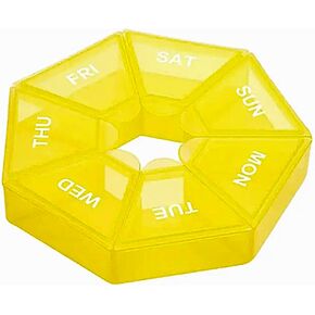 QUANTUM LEAP Weekly Pill Organizer (Yellow), 1 Count (Pack of 1)