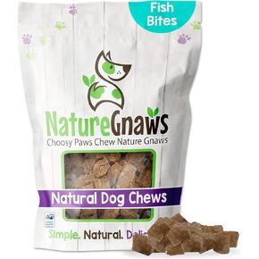 Nature Gnaws Fish Bites for Dogs - Natural Dog Treats – Premium Cod & Salmon Chewy Training Reward – 1 Lb