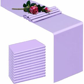 TCBETO Lavender Table Runner 12" x 108" Pack of 12 Satin Silk Fabric Silky and Lustrous Table Runners for Birthday Wedding Bridal Shower Baby Shower