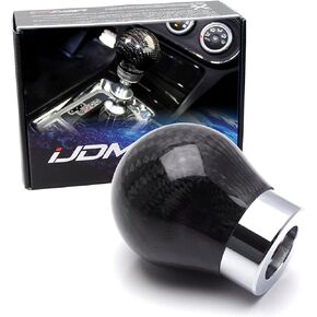 iJDMTOY Gloss Black 2-Inch Real/Genuine Carbon Fiber Shift Knob Ball Compatible with Compatible w/most 8mm 10mm 12mm M8 M10 M12 1.25 1.50 1.75 Threadings