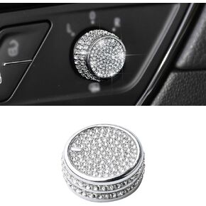 for VW Volkswagen Golf GTI R Alltrack SportWagen e-Golf Bling Accessories Side Mirror Control Knob Decals Stickers Covers Caps Car Interior Parts Decoration Men Women Zinc Alloy Crystal Silver