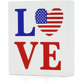 4th of July Wooden Signs Patriotic Star USA LOVE Car Sign Independence Day Desk Decor Memorial Independence Labor Day Table Decorations Wood Table Centerpieces D1-DLRBJ (USA)