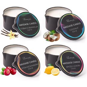 Low Temp Massage Candles for Massage Therapy-Natural Soybean Massage Oil Candles for Couples-Romantic Body Lotion Candle Wax Gift Set of 4 pcs 13.4 OZ