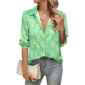 COUXILY Blouses for Women Fashion Long Sleeve Button Down Shirts Dressy Casual Tops Work Blouses