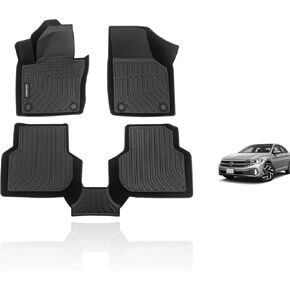 Floor Mats & Cargo Liner Custom for Volkswagen VW Tiguan 2024-2018 All Weather Protection Anti-Slip TPE Floor Liners Full Set VW Tiguan Accessories Black