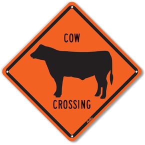 PetKa Signs and Graphics PKAC-0013-NA_10x10"Cow Crossing" Aluminum Sign, 10" x 10", Black on Yellow