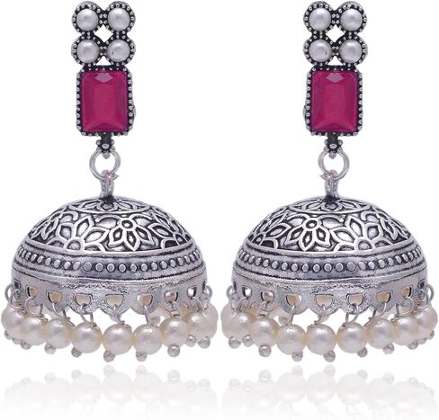 Latest Fashion Jewellery Jhumka For Women & Girls Oxidised Organiz Artificial Traditional Earrings For Navratri Deepawali And Karwachhauth in Saudi Arabia