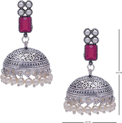 Latest Fashion Jewellery Jhumka For Women & Girls Oxidised Organiz Artificial Traditional Earrings For Navratri Deepawali And Karwachhauth in Saudi Arabia