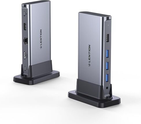 LENTION USB C Docking with 4K@60Hz HDMI, USB 3.0/2.0, Gigabit Ethernet, 100W PD & Aux Adapter for 2023-2016 MacBook Pro/Mac Air/Surface/Steam Deck, More, Stable Driver Certified (CB-D53s, Silver) in Saudi Arabia