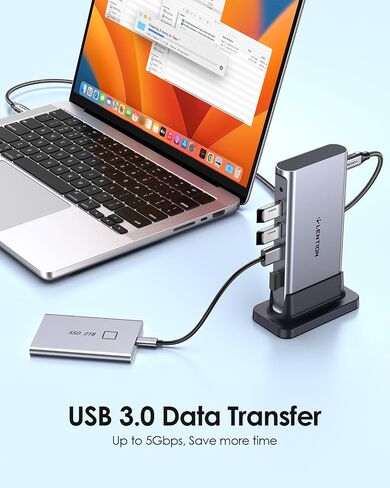 LENTION USB C Docking with 4K@60Hz HDMI, USB 3.0/2.0, Gigabit Ethernet, 100W PD & Aux Adapter for 2023-2016 MacBook Pro/Mac Air/Surface/Steam Deck, More, Stable Driver Certified (CB-D53s, Silver) in Saudi Arabia