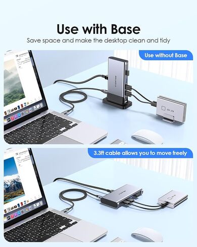 LENTION USB C Docking with 4K@60Hz HDMI, USB 3.0/2.0, Gigabit Ethernet, 100W PD & Aux Adapter for 2023-2016 MacBook Pro/Mac Air/Surface/Steam Deck, More, Stable Driver Certified (CB-D53s, Silver) in Saudi Arabia