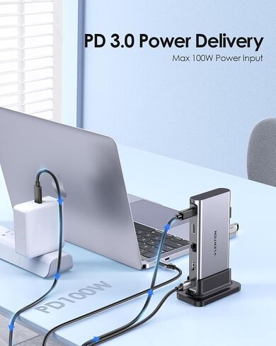 LENTION USB C Docking with 4K@60Hz HDMI, USB 3.0/2.0, Gigabit Ethernet, 100W PD & Aux Adapter for 2023-2016 MacBook Pro/Mac Air/Surface/Steam Deck, More, Stable Driver Certified (CB-D53s, Silver) in Saudi Arabia