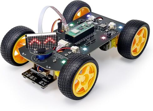 Freenove Mecanum Wheel Car Kit for Raspberry Pi Pico W (Included) (Compatible with Arduino IDE), Dot Matrix Expressions, Obstacle Avoidance, Line Tracking, Light Tracing, Colorful Light, App in Saudi Arabia