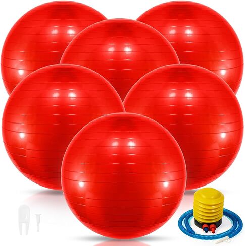 Jexine 6 Pcs Yoga Ball Exercise Ball PVC Stability Balance Yoga Ball Chair Quick Pump for Physical Workout Pregnancy Home Office Gym Equipment in Saudi Arabia
