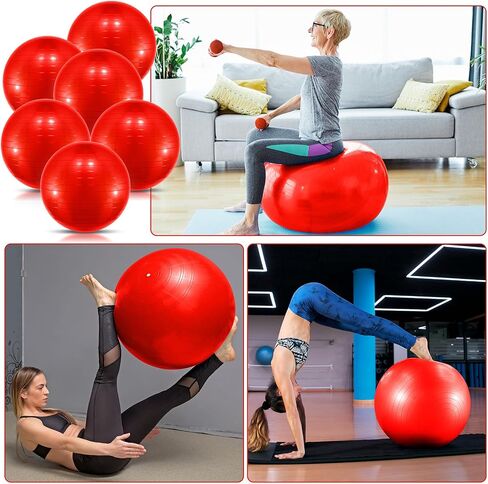 Jexine 6 Pcs Yoga Ball Exercise Ball PVC Stability Balance Yoga Ball Chair Quick Pump for Physical Workout Pregnancy Home Office Gym Equipment in Saudi Arabia