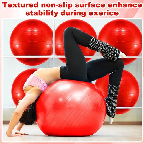 Jexine 6 Pcs Yoga Ball Exercise Ball PVC Stability Balance Yoga Ball Chair Quick Pump for Physical Workout Pregnancy Home Office Gym Equipment in Saudi Arabia