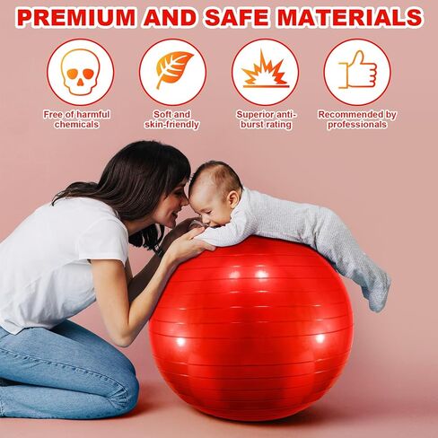 Jexine 6 Pcs Yoga Ball Exercise Ball PVC Stability Balance Yoga Ball Chair Quick Pump for Physical Workout Pregnancy Home Office Gym Equipment in Saudi Arabia