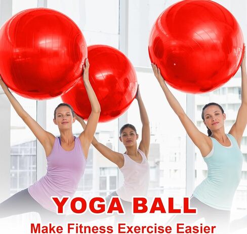 Jexine 6 Pcs Yoga Ball Exercise Ball PVC Stability Balance Yoga Ball Chair Quick Pump for Physical Workout Pregnancy Home Office Gym Equipment in Saudi Arabia