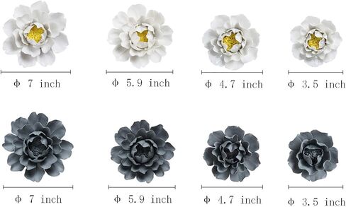 ALYCASO Peony Ceramic Flower Wall Décor Artificial 3D Flower Wall Art for Living Room Home Hallway Bedroom Kitchen Farmhouse Bathroom Dining Room, Caesious, 4.72 inch in Saudi Arabia
