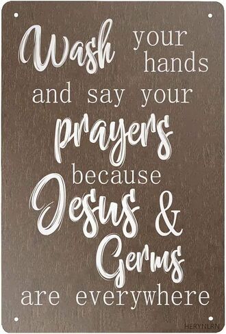 Retro Tin Signs Vintage Style Wash Your Hands and say Your Prayers Sign Metal Sign Iron Painting for Indoor & Outdoor Home Bar Coffee Kitchen Wall plaques Decor 8 x 12 INCH in Saudi Arabia