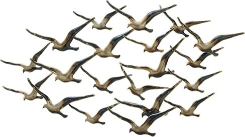 Deco 79 Decor Flying Flock of Wall Sculpture, 48" x 2" x 27", Gold in Saudi Arabia