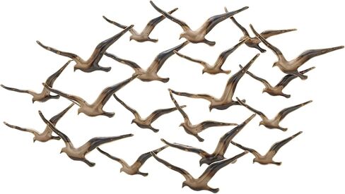 Deco 79 Decor Flying Flock of Wall Sculpture, 48" x 2" x 27", Gold in Saudi Arabia