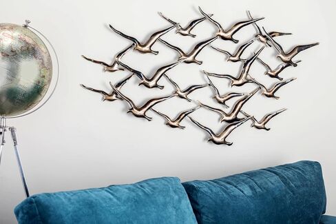 Deco 79 Decor Flying Flock of Wall Sculpture, 48" x 2" x 27", Gold in Saudi Arabia