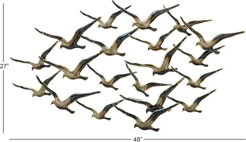 Deco 79 Decor Flying Flock of Wall Sculpture, 48" x 2" x 27", Gold in Saudi Arabia