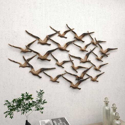 Deco 79 Decor Flying Flock of Wall Sculpture, 48" x 2" x 27", Gold in Saudi Arabia