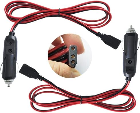 3 Pin CB Power Cord 12V Cigarette Lighter Cable 5Ft CB Radio Power Plug Connector for Cobra 29 Ltd Classic Uniden Bearcat CB Ham Radios Heavy Duty 2 Wire 15a Fuse Replacement, Black and Red in Saudi Arabia