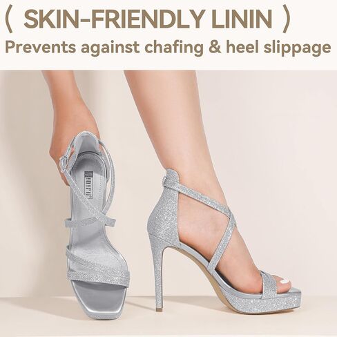IDIFU IN4 Platform High Heels for Women Strappy Heeled Sandals Square Toe Heels Stiletto Heels Women's Wedding Party Bridal Sexy Dress Shoes Open Toe Heels in Saudi Arabia