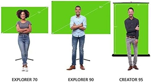 Valera 90in Green Screen Backdrop with Stand for Streaming, Ultra Portable 2 Min Setup, Portrait & Landscape, Tripod & Wall Mount, for Tiktok Zoom Video Meetings & More, +1k Free Backgrounds Included in Kuwait