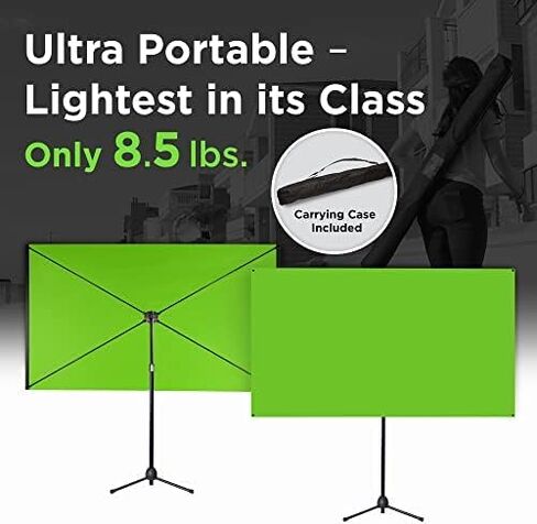 Valera 90in Green Screen Backdrop with Stand for Streaming, Ultra Portable 2 Min Setup, Portrait & Landscape, Tripod & Wall Mount, for Tiktok Zoom Video Meetings & More, +1k Free Backgrounds Included in Kuwait
