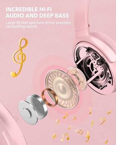 سماعات رأس HROEENOI لاسلكية تعمل بإلغاء الضوضاء تعمل بتقنية البلوتوث فوق الأذن، وأغطية أذن من إسفنج الذاكرة، وشحن سريع لمدة 40 ساعة من اللعب، مثالية للسفر والمكتب المنزلي وتمارين صالة الألعاب الرياضية، فضي in Kuwait