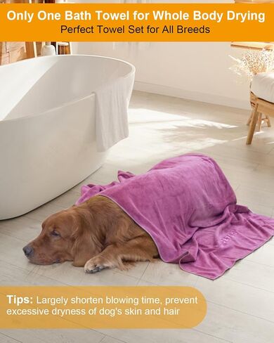 2-PCS Fast Drying Dog Towels - 56 x 28 Inch Ultra Soft & Absorbent Large Dog Towel with 30 x 14 Inch Daily Use Paw Towel - 100% Microfiber Pet Bath Grooming Towels for Dogs Cats, Gray in Saudi Arabia