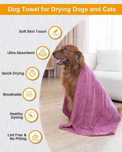 2-PCS Fast Drying Dog Towels - 56 x 28 Inch Ultra Soft & Absorbent Large Dog Towel with 30 x 14 Inch Daily Use Paw Towel - 100% Microfiber Pet Bath Grooming Towels for Dogs Cats, Gray in Saudi Arabia